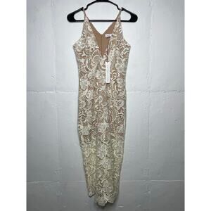 NEW Dress the Population Marie Lace Midi Dress Size XS White Ivory Cream